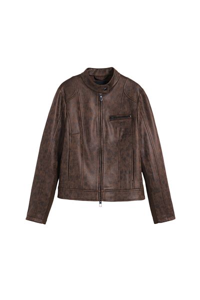 Desigual Women Leather Jacket 25SWEW46 Brown