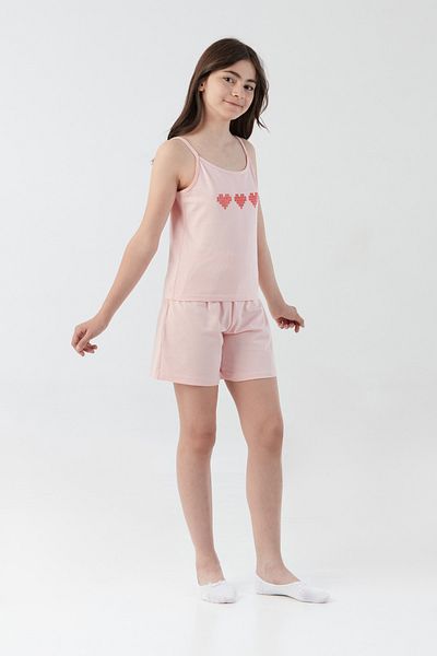 Fulla Moda Heart Printed Strappy Girls' Pajama Set