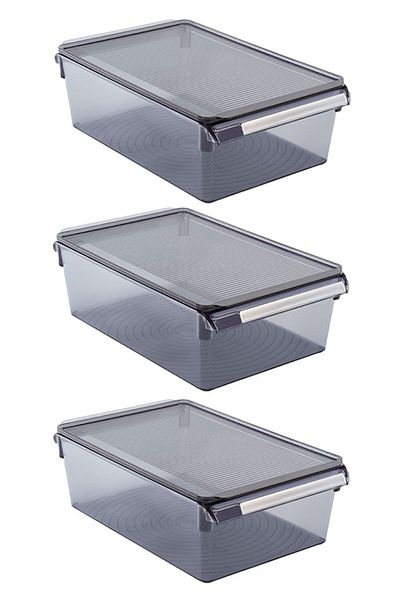 Prima Nova 325*205*100mm Transparent Black Door Refrigerator - In-Cabinet Organizer Set of 3