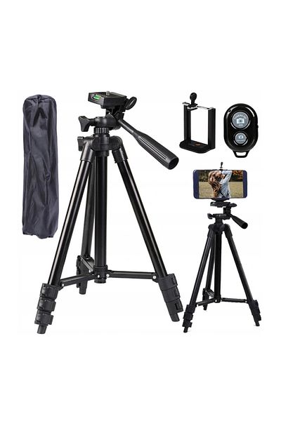 OEM Tripod with remote control and phone holder, 103 cm, black
