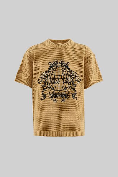 Machinist Tricou detaliat Mchnst Knit Tiger Bej moale