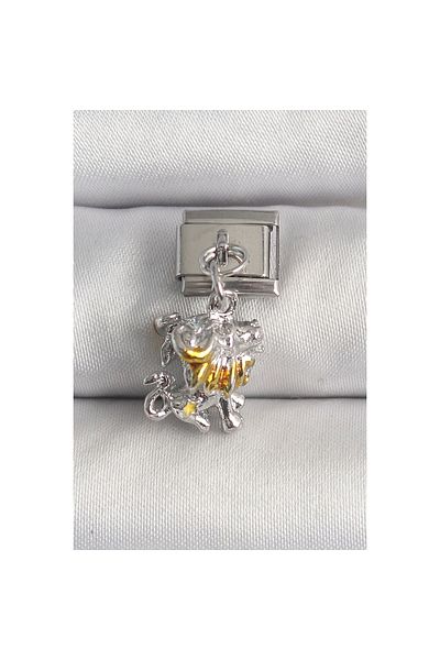 Marsilyan 316L Steel Silver Color Hanging Lion Model Nomination Charm