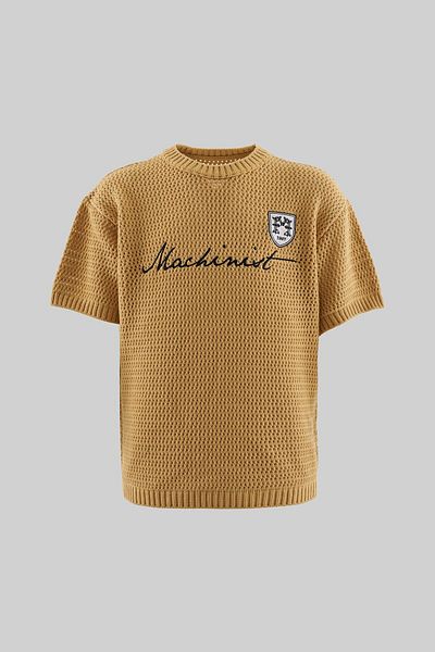 Machinist Mchnst Knit Badget Detailed Tee Soft Beige