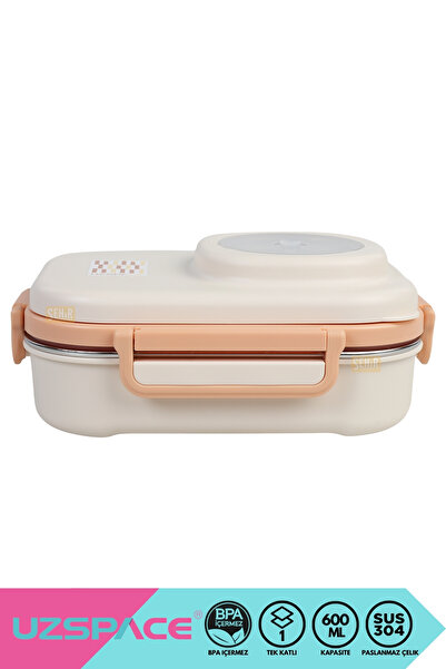 Uzspace Bento 600ml Lunchbox Yeni Koleksiyon Tek Katlı 3 Bölmeli Kaseli Çelik...