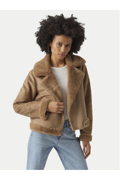 Vero Moda Palton din piele de oaie pentru femei 10290150 maro