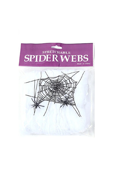 Choice دعامات مشهد حفلة الهالوين المرعبة باللون الأبيض، شبكة عنكبوت مطاطية بي...