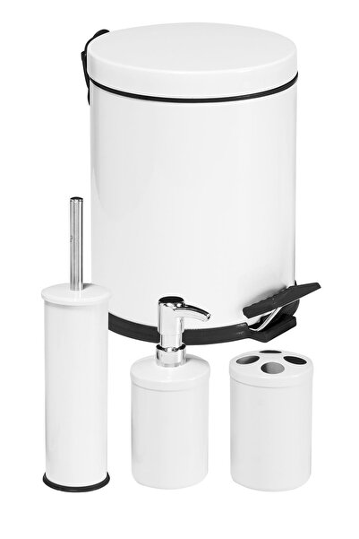Eforeca 4 Lü Çöp Kovası Banyo Seti Beyaz