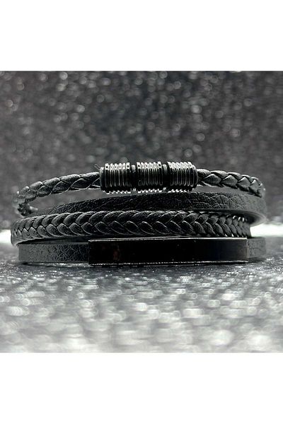 Toro Nero Brățară bărbătească din piele naturală neagră Essentials