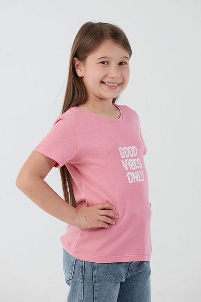 Fulla Moda Good Vibes Only Text Printed Girl's T-Shirt