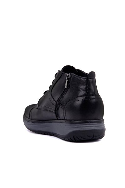 SailLakers - Μαύρες δερμάτινες ανδρικές μπότες με φερμουάρ 102-2866-65390