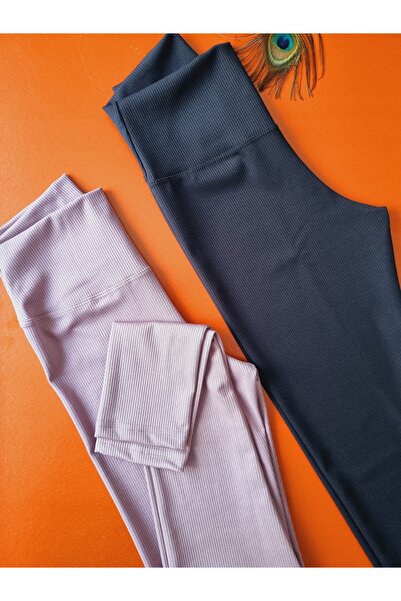 Demirsa Boutique Dalgıç material reiat din material elastic , 2 piese, culoare prune deschis și negru talie înaltă Colanți pentru femei