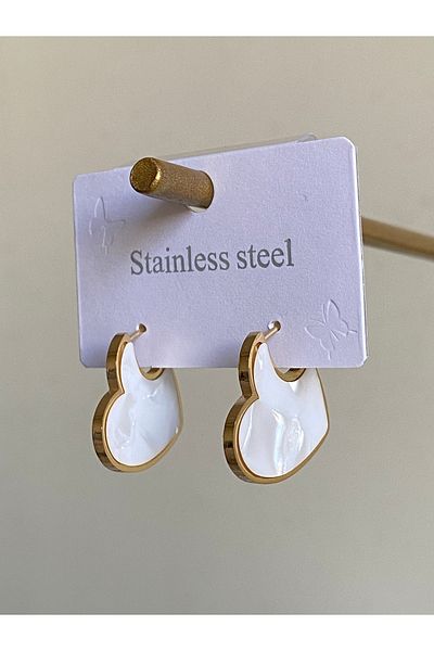 Çelik Coated Heart Steel Earrings