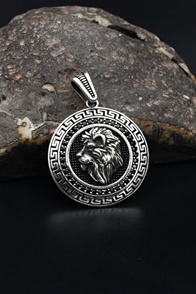 Prestige Kolye Ucu Grek Desenli Aslan Figürlü 925 Ayar Gümüş 901814