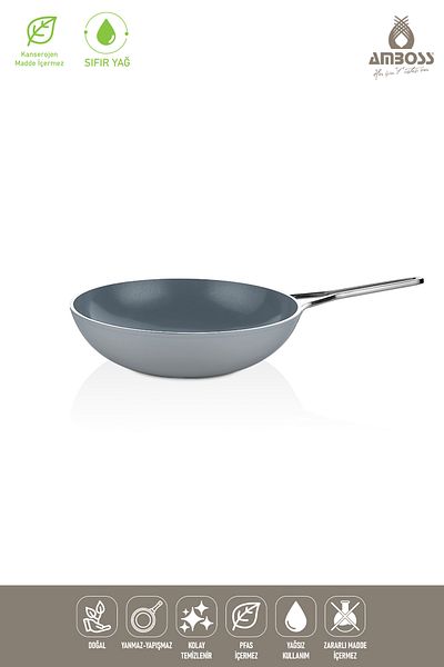 Amboss Sera Nova Fireproof Non-Stick Ceramic Wok Pan 28 cm – Gray