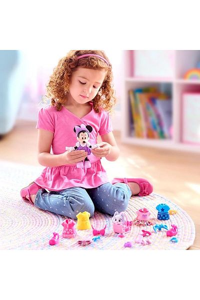JustPlay Disney Junior Minnie Mouse Glitter & Glam Pet Fashion Set – 23-Piece Doll & Accessories, Ages 3+