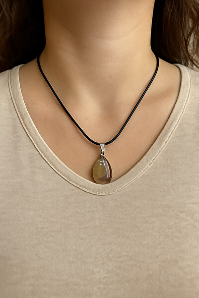 Puffy قطرة الراتنج قلادة الحجر الطبيعي