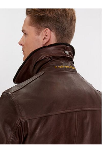 Aeronautica Militare Jachetă de piele pentru bărbați 232PN933PL147 maro