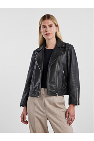 YAS Geacă de piele pentru femei 26031785 Neagră