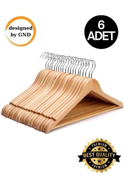 Hausgarten Ahşap Askı Giysi Elbise Pantolon Askısı 6 Adet