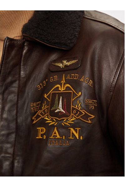 Aeronautica Militare Geacă de piele pentru bărbați 242PN952PL147 maro