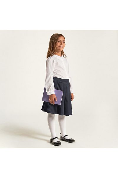 Juniors Set Of 2- Juniors Solid Long Sleeves Shirt With Embroidered Peter Pan Collar