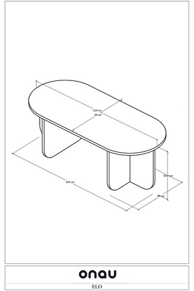 OBİ Atölye ELO Oval Orta Sehpa, Iskandinav Stil, Bohem, 110x50 cm