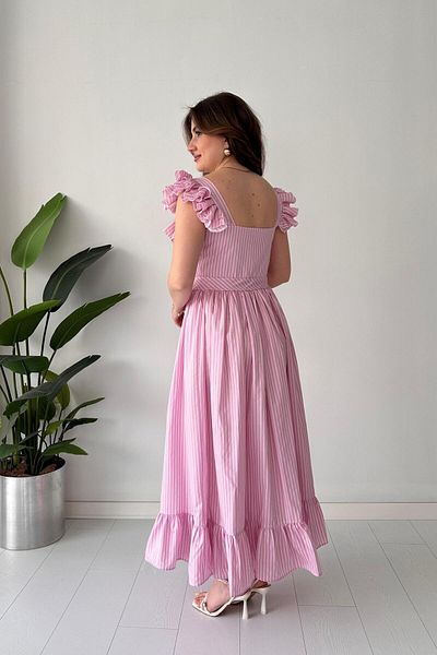 MaziButik Rochie din popelin cu detaliu cu volane, roz