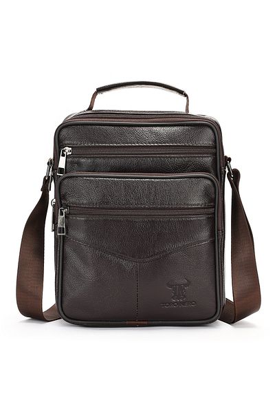 Toro Nero Men's brown genuine leather bag Deian