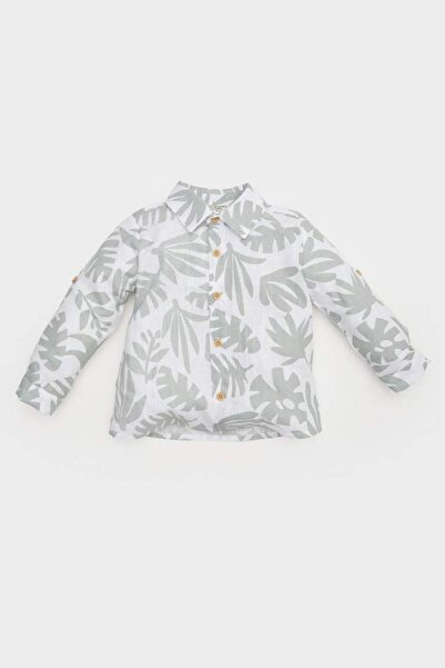 DeFacto Tropical Patterned Ecru Baby Boy Shirt B9257A5/Er98