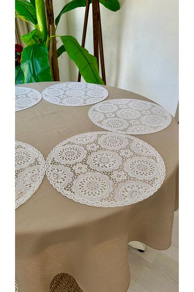 Decamor home 6 bucăți ușor de curățat aspect dantelă alb american service Supla