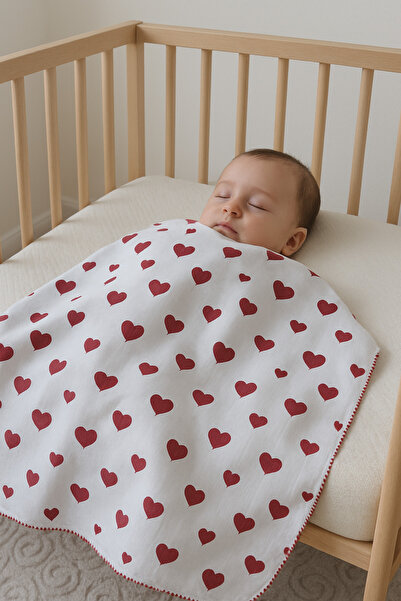 anne dokunuşu gibi KUZUM BEBE بطانية أطفال موسلين متعددة الأغراض على شكل قلب ...