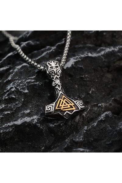 Viking Nordik Nordic Mythology Stainless&Non Tarnish 316L Steel Men's Necklace