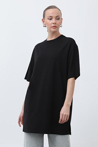 Puane Women's Long Loose Cut Tshirt - 40009Tsh - Black