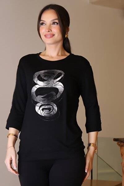 Nazen Giyim Half Fisher Long Sleeve Black Women's Sweater 0116-2K5