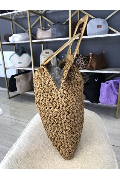 Hane Yeni Sezon Favorisi: El Yapımı Hasır Tote Çanta | Ahşap Kulplu Zarif Omuz Çantası | Bohem Şıklık