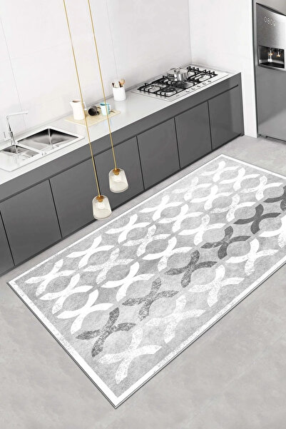 Halise Home Dijital Baskı Kaymaz Taban Yıkanabilir Kalın Dokulu Mutfak Halısı...