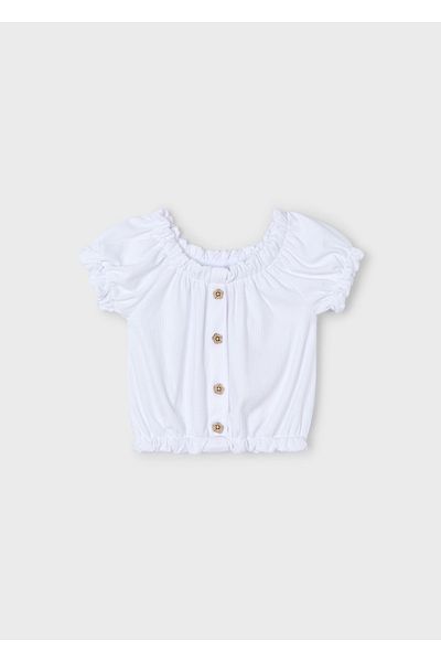 MAYORAL Girl's Ribbed T-Shirt White 3008