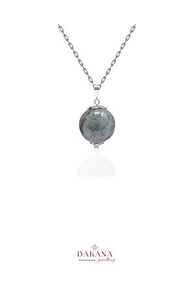 DAKANA JEWELLERY Certified Grey Jasper Natural Stone Capricorn Zodiac Sign Silver Pendant