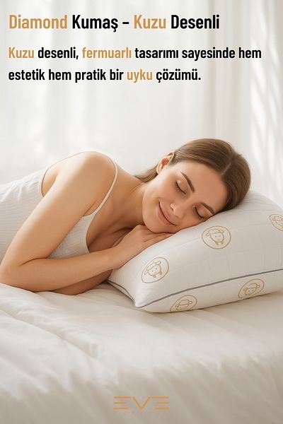 Eve Tekstil Diamond Patterned Antiallergic Washable Nano Gel Pillow – 1000 Gr (50X70 cm)