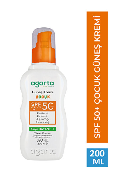 Agarta Suya Dayanıklı Spf 50 Yüz Vücut Güneş Koruyucu Çocuk Bebek 200 ml ( 3 ...