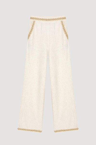 Quzu Stripe Detailed Trousers Ecru
