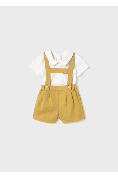 MAYORAL Baby Boy Shirt Overalls Suit Mustard 1213