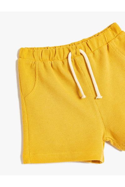 Koton Belted Cotton Mustard Baby Boy Shorts 5Smb40022Tk