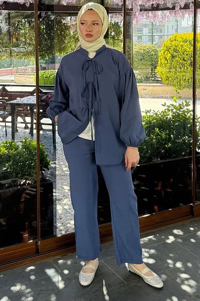 Tesettür Diyarı Σετ Hijab με υφασμάτινο φιόγκο Tansel