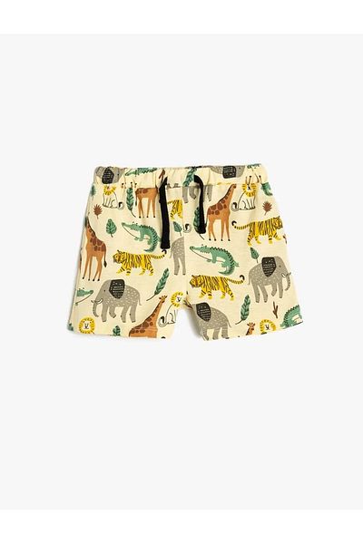 Koton Animals Printed Yellow Baby Boy Shorts 5Smb40059Tk