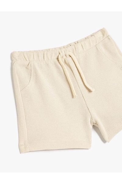 Koton Belted Cotton Gray Baby Boy Shorts 5Smb40022Tk