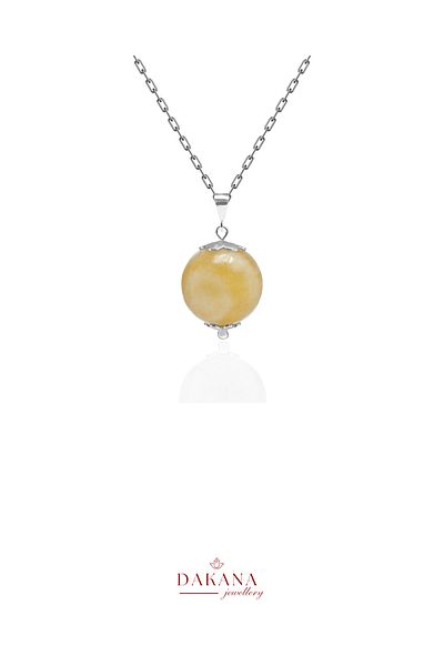 DAKANA JEWELLERY Certified Calcite Natural Stone Sagittarius Silver Necklace