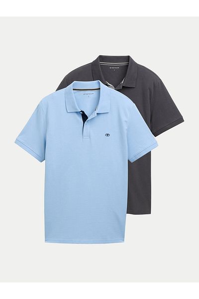 Tom Tailor Men's Set of 2 Polo Shirts 1044879 Blue, Gray