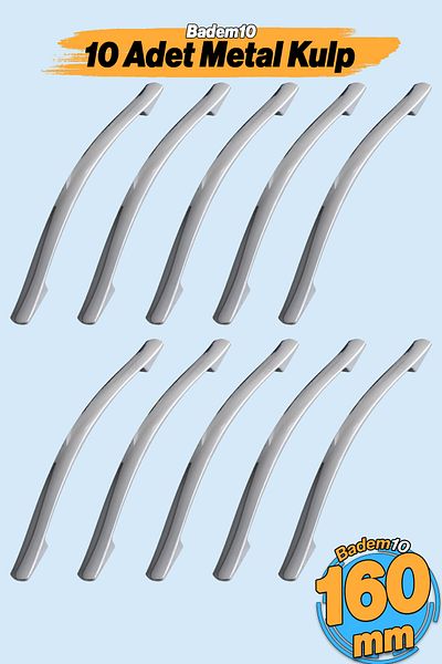 Badem10 Elif Crom Metal 10BUC Mâner 160 mm-16 cm Mobilier Sertar Bucătărie Dulap Ușă Mânere Mâner