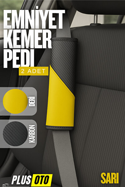 PlusOto Sarı Emniyet Kemer Pedi 2 Adet Cırtlı Emniyet Kemer Kılıfı Omuz ve Bo...